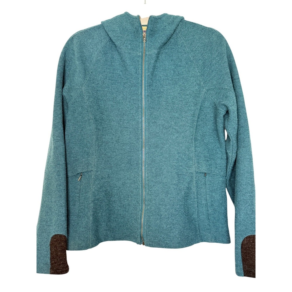 Ibex 100% Merino Wool Jacket Sweater Teal Full Zip Fitted Medium USA Made (8/10)